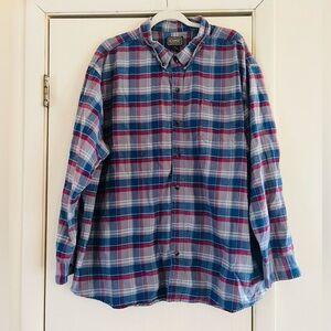 Men’s Farmcore cowboy flannel thick cotton plaid button up shirt 3X